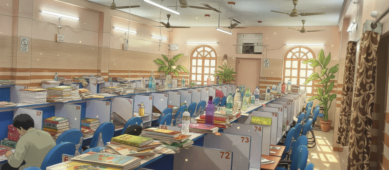 Students collaborating around a table.