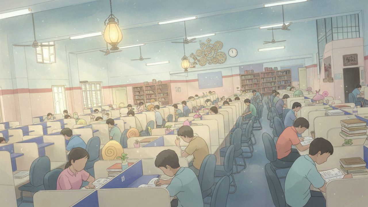 A quiet reading area in a library.