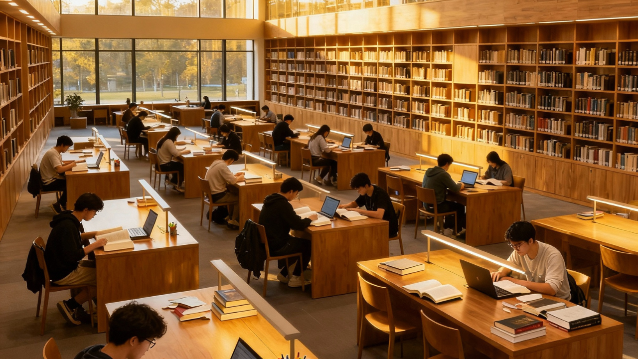 A student focused on their work at a desk.