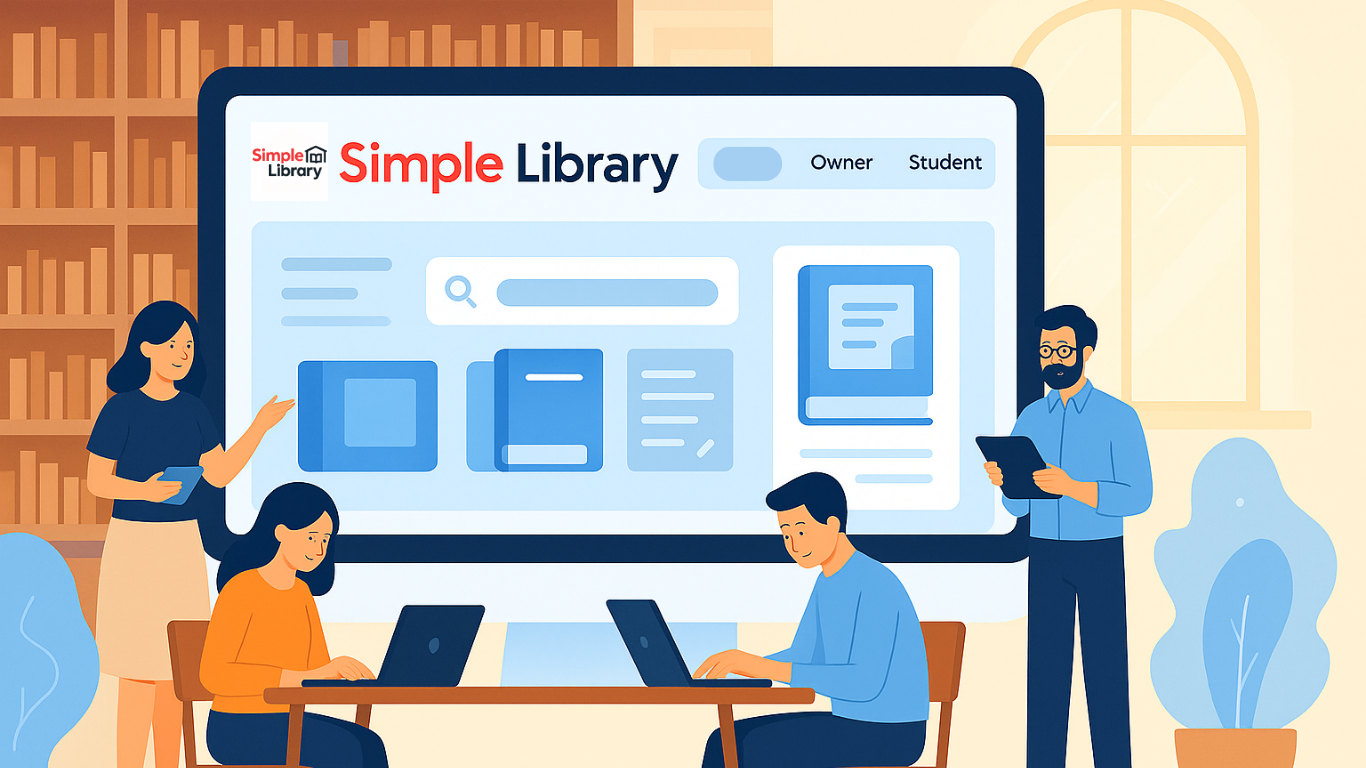 A welcoming image of a modern library interior.